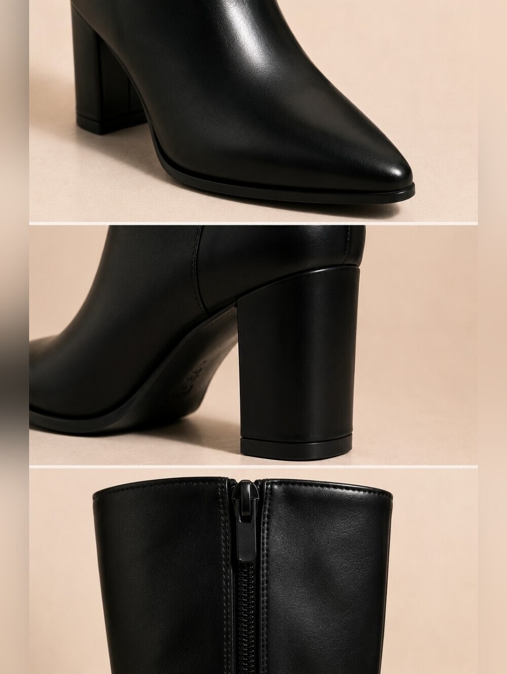 Shoe N Tale Black Knee High Block Heel Boots Size 9.5 Pointed Toe - Picture 7 of 8